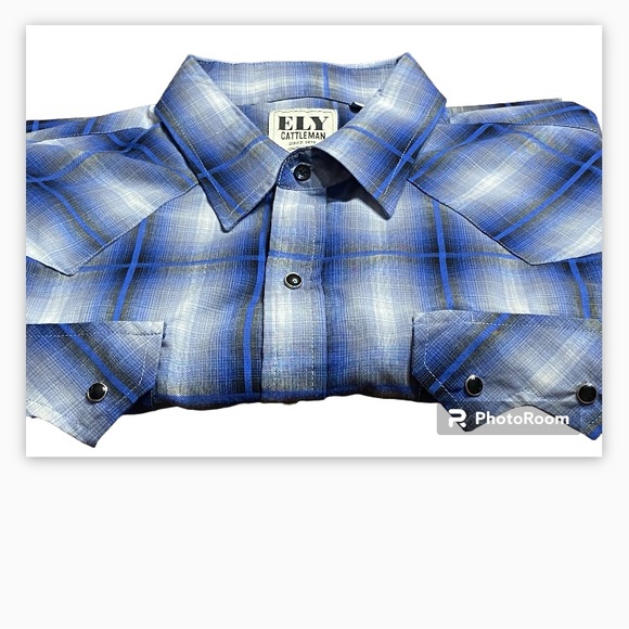 Ely Cattleman short sleeve western snap plaid shirt. Size extra large - Picture 3 of 10